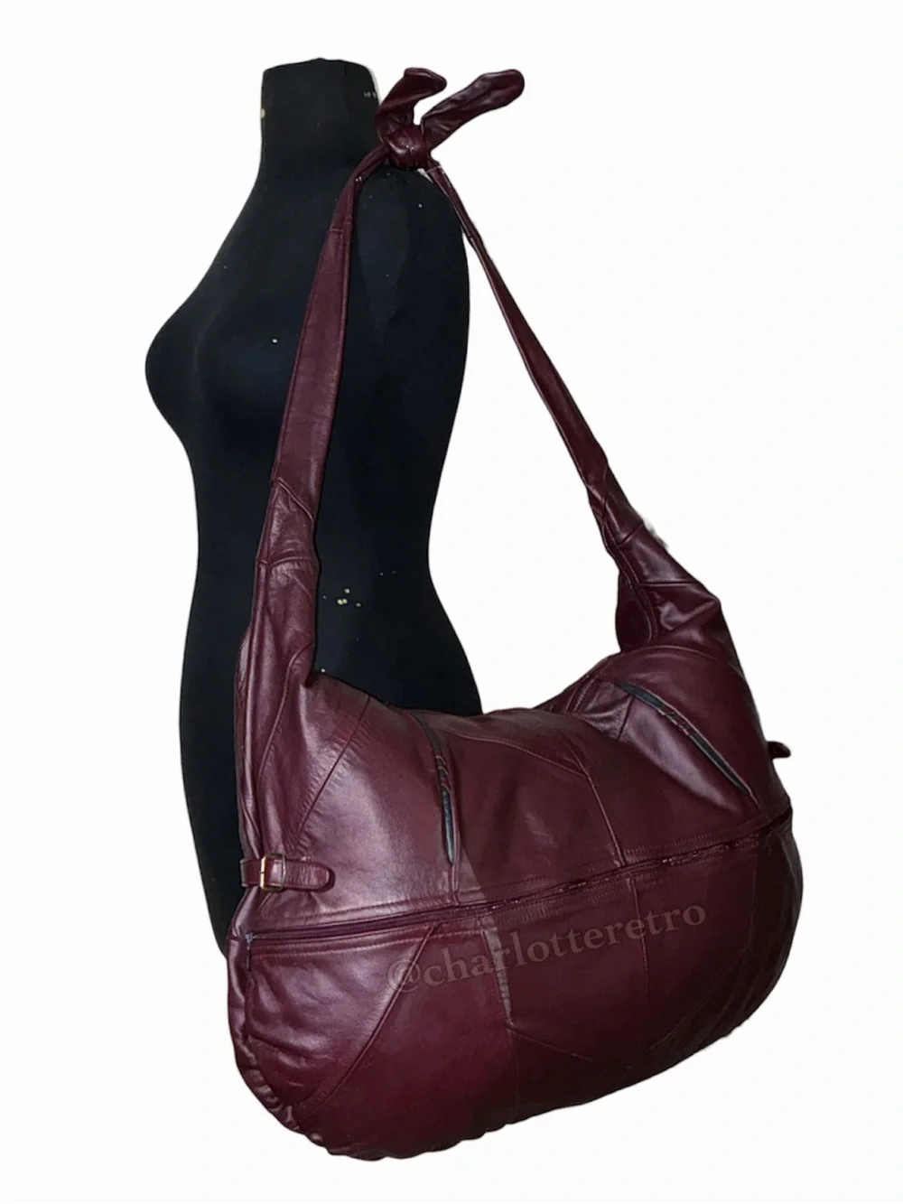 Y2K vtg Monochromatic Patchwork XXL Leather Hobo